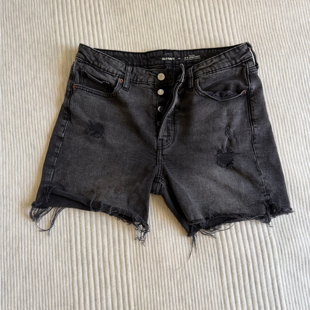 Old Navy Women's Distressed Black Jean Shorts